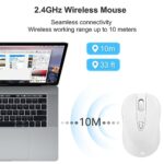 OKIMO Wireless Mouse for Laptop Computer Mouse with USB Receiver 2.4GHz Optical Tracking Computer Cordless Mouse Ergonomic Portable Mouse for PC Mac Laptop Chromebook (White)