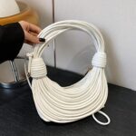 Knotted Design Hobo Handbag and Purse for Women Shoulder Crossbody Bags Vegan Leather Totes Clutch (White)