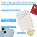 Leather Phone Card Holder Phone Wallet, Stick Back Phone Wallet Sticker Stylish Phone Case Credit Card Holder, Suitable for iPhone, Samsung, Android and Most Smart Phones. White