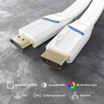 HDMI Cable Flat – 10ft – 4K@60Hz (Flat Cable for Laying – Extra Copper for up to 18Gbit/s According to HDMI 2.0 Standard, High Speed with Ethernet, Blu-ray/PS5/Xbox/Switch, White) by CableDirect