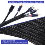 Cable Management Sleeves 1in – 2 Pack 4.1ft Split Braided Cable Sleeve White, Hard PE Cord Protectors from Pets, Wire Organizers for Cords, Flexible Cord Wrap Wire Sleeve for Computer Cord Organizer