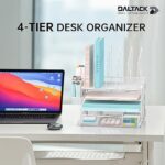 DALTACK 4-Tier Desk Organizer with Drawer, Desk File Organizer with 5 Vertical File Holders and 2 Pen Holders, Desktop Organizer, Desk Organizers and Accessories for Home Office School,White