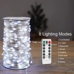 ZELUXDOT Cool White Fairy Lights 100FT Long Plug in LED Silver Wire String Lights 300 LED 8 Modes for Wedding Indoor Outdoor Christmas Tree Patio Porch Garden Decoration