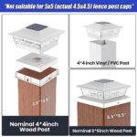 APONUO Solar Post Cap Lights 15 Lumens,4×4 Post Solar Lights 2 Color Mode Outdoor Waterproof for Fence Post Caps 4×4,6×6 Wood&4×4 Vinyl Deck Post Caps,White,12 Pack