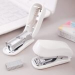 White Color Mini Stapler with Staples,Small Cute Stapler for Desk,Gift for Student or Office Use (White)