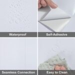 Fixwal Contact Paper for Cabinets, 17.3″ x 335″ White Peel and Stick Wallpaper, PVC Removable Wallpaper Green Textured for Desk Drawer Shelf Liner