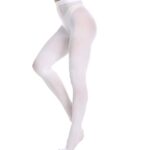 Frola Women’s 80 Denier Soft Semi Opaque Solid Color Footed Pantyhose Tights(Large-X-Large,White)