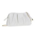 CHARMING TAILOR Chic Soft Vegan Leather Clutch Bag Dressy Pleated PU Evening Purse for Women (White)