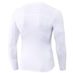 White Men’s Compression Shirts Long Sleeve, Dry Fit Athletic Workout Gym Shirts Sports Base Layer Top Running T-Shirt