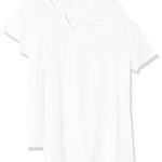 Amazon Essentials Women’s Classic-Fit Short-Sleeve Crewneck T-Shirt, Pack of 2, White, Medium