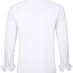 J.VER Men’s Dress Shirts Solid Long Sleeve Stretch Wrinkle-Free Shirt Regular Fit Casual Button Down Shirts White Medium