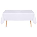sancua Rectangle Tablecloth – 60 x 84 Inch – Stain and Wrinkle Resistant Washable Polyester Table Cloth, Decorative Fabric Table Cover for Dining Table, Buffet Parties and Camping, White
