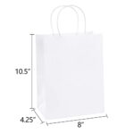 BagDream 25Pcs Paper Gift Bags 8×4.25×10.5 Kraft Retail Merchandise Shopping/ Grocery Bags Sacks with Handles Bulk, White