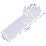 Lystaii Long Opera Party 20s Satin Gloves Stretchy Elbow Length Wedding 15 Inch Classic (White)
