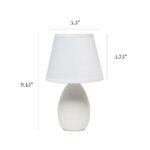 Simple Designs LT2009-OFF Mini Egg Oval Ceramic Table Desk Lamp, Off White