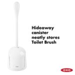 OXO Good Grips Compact Toilet Brush & Canister, White, 6″ x 4-3/4″ x 17-1/4″ h