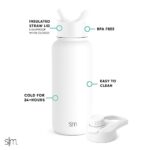 Simple Modern Water Bottle with Straw and Chug Lid Vacuum Insulated Stainless Steel Metal Thermos Bottles | Reusable Leak Proof BPA-Free Flask for Sports | Summit Collection | 32oz, Winter White