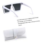 LYZOIT Square Oversized Sunglasses for Women Men Big Flat Top Fashion Shield Large UV Protection Rimless Shades White Mirrored Silver Sun glasses