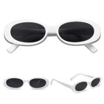 VANLINKER 90s Polarized Small Trendy Skinny Retro Oval Sunglasses Women Tinted Glasses White Frame