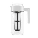 Takeya Patented Deluxe Cold Brew Iced Coffee Maker with White Lid Pitcher, 1 qt, White