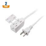 Cable Matters 2-Pack 16 AWG 2 Prong Extension Cord 10 ft, UL Listed 3 Outlet Extension Cords with Tamper Guard, 13 Amp, 1625 Watts, White