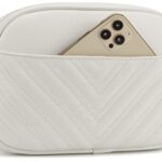 lola mae Quilted Crossbody Bag, Trendy Design Shoulder Purse (White)