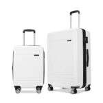 PRIMICIA GinzaTravel 2-Piece Luggage Sets Expandable Suitcases with 4 Wheels PC+ABS Durable Hardside Luggage sets TSA lock (White, 2-Piece Set(20″/29″))