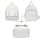 KKXIU Women Small Backpack Purse Synthetic Leather Quilted Mini Daypack Fashion Bookbag (White)