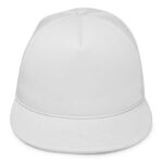Flat Billed Trucker Cap with Mesh Back in White