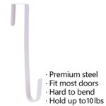 Sattiyrch 12″ Wreath Hanger for Front Door,Metal Over The Door Single Hook,White (1)