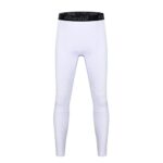 Runhit Boys Compression Leggings,Athletic Tights Basketball Compression Pants,Youth Boys Base Layer Pants Sports Legging White L