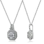 Amazon Collection Platinum Plated Sterling Silver Pendant Necklace set with Asscher Cut Infinite Elements Cubic Zirconia (2.3 cttw)