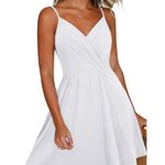 Newshows Women’s Summer White Graduation Dress Spaghetti Strap Sleeveless V Neck Casual Swing Sundress with Pockets(White,XX-Large)