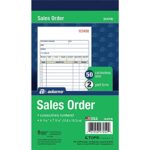 Adams Sales Order Book, 2-Part, Carbonless, White/Canary, 4-3/16 x 7-3/16 Inches, 50 Sets per Book (DC4705) (Pack of 2)