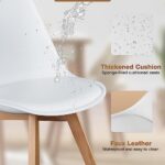 Sweetrcrispy Dining Chairs, Dining Chairs Set of 4, Dining Room Chairs, Kitchen Chairs, Mid Century Modern Chairs, PU Leather Upholstered Chairs with Wood Legs, Kitchen & Dining Room Chairs, White