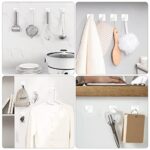 VIS’V Adhesive Hooks, White Self Adhesive Towel Hooks Waterproof Shower Wall Stick on Hooks Heavy Duty Stainless Steel Bathroom Kitchen Sticky Hooks for Towel Robe Loofah Key Coat Bag – 4 Pcs