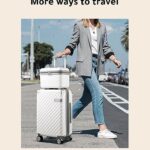 LUGGEX PC 2 Piece Carry On Luggage Sets – Hard Shell Expandable Suitcase with Wheels – 4 Reinforced Corners Hassle-Free Travel (White Suitcase)