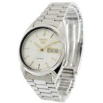 SEIKO Men’s SNXG47 5 Automatic White Dial Stainless Steel Watch