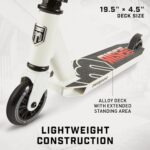 Mongoose Rise 100 for Kids Youth and Adult Freestyle Stunt/Trick Scooter, High Impact 100mm Wheels, Bike-Style Grips, Lightweight Alloy Deck, White/Red