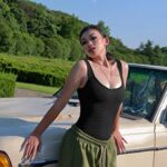 OQQ Women’s 3 Piece Yoga Ribbed One Sleeveless Tummy Control Top BodySuit, Black Rose White, Large