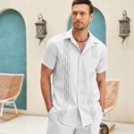 COOFANDY Men’s White Linen Suits Sets Beach Wear Clothes Short Sets Outfits 2 Piece