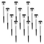 SOLPEX 12 Pack Solar Outdoor Lights Pathway, Stainless Steel Solar Lights Outdoor Waterproof,LED Landscape Lighting Solar Walkway Lights for Landscape/Patio/Lawn/Yard/Driveway-Warm White
