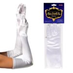Kangaroo Long Satin Gloves – One Size Elbow Length 1920s Long Gloves – Soft, Breathable, Lightweight 18.5″ Formal Opera Gloves – Stretchy Long White Satin Wedding Gloves for Women