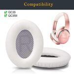 Professional Replacement Earpads Cushions for Bose QuietComfort 35 (QC35) & Quiet Comfort 35 II (QC35 ii) Headphones, Ear Pads with Softer Leather, Noise Isolation Foam, Added Thickness (White)
