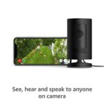 Ring Stick Up Cam Plug-In HD security camera with two-way talk, Works with Alexa – Black