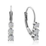 AGS Certified 1/2ct TW Three Stone Diamond Earrings in 14K White Gold