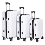 Karl home Luggage Set of 3 Hardside Carry on Suitcase Sets with Spinner Wheels & TSA lock, Portable Lightweight ABS Luggages for Travel, Business – White(20/24/28)