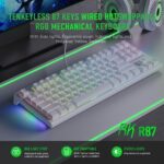 RK ROYAL KLUDGE R87 Mechanical Keyboard, 75% Layout Hot Swappable Wired Gaming Keyboard Software Macro Compact RGB Backlit PC Game Keyboards 87 Keys for Win Mac, Yellow Switch-White