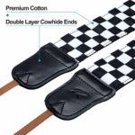 Black and White Plaid Camera Strap – 2″Wide with Double Layer Cowhide Head,Personalized Cotton Camera Shoulder Straps,Grid Pattern Adjustable Camera Neck Strap for all Cameras,Gift for Photographers