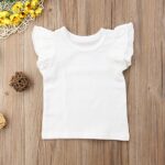 Infant Toddler Baby Girl Top Basic Plain Ruffle T-Shirt Blouse Casual Clothes (4-5 Years, White)